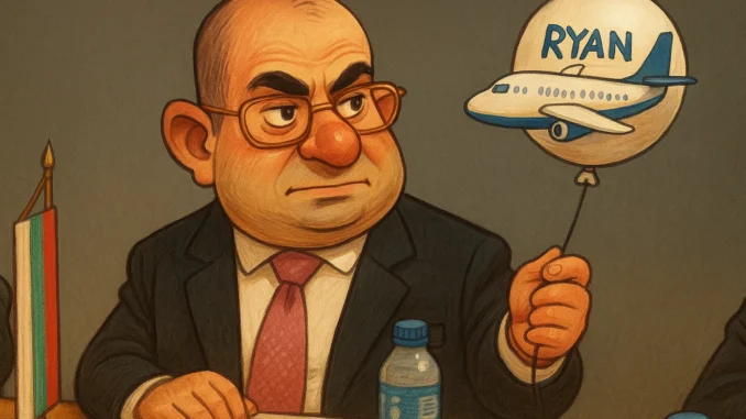 a man holding a balloon and a plane